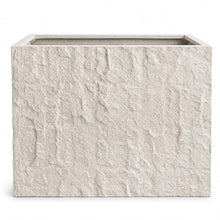 Rock Texture Rectangular Polystone Planter Box, White, 32.7 x 13 x 28.3 in