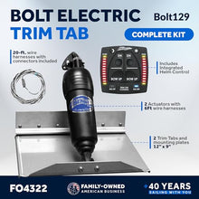 Bennett Marine Bolt Electric Trim Tab System 12" x 9" Black and Silver
