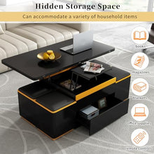 Lift-Top Coffee Table with Storage Stools, Modern Space Saving Center Table with Foldable Top, Large Long Rectangular Center Tables, Multi-Functional Adjustable Coffee Table for Living Room (Black)