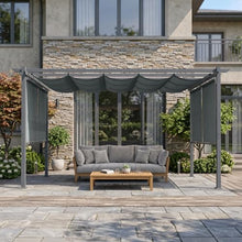 Aoodor 10 x 12 ft Outdoor Pergola with Retractable Shade Canopy, Grey