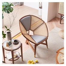 XRXwuf689 Home Rattan Chairs- Natural Rattan Flower Chair, Rattan Dining Chair, Round Rattan Loop with Seat Cushion Patio Lounge Chair