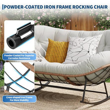 Garvee Outdoor Rocking Chair Set of 3, Double Papasan Chair with Cushion