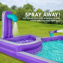 SUNNY & FUN Inflatable Water Slide Park - Climbing Wall, Slide & Pool - Blue, Purple