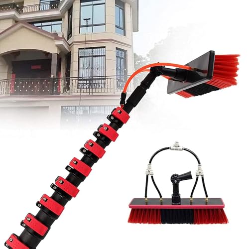 Reach Solar Panel Cleaning Brush & Pole Water Fed Pole Kit, 3.6-10.8m Photovoltaic Panel Cleaning Equipment, for Cleaning Roof Solar Panel, Vinyl Siding, Pool,10.8m