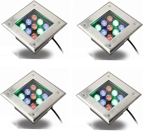 4PCS Ground Landscape Lights - Outdoor LED Buried Lights - IP67 Waterproof Stainless Steel Material Square Buried Light, Recessed Lighting, Garden Lighting, Path Lighting ( Color : Warm White Light ,