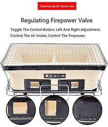 ocpcrn Japanese Barbecue Charcoal Grill Hibachi Ceramic Clay Grill Rectangular Tabletop Charcoal Stove Yakatori Charcoal Cooker with Food Tong for Camping Or Home