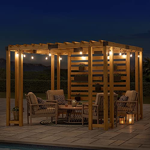 SummerCove Cedar Framed Pergola 10 x 10.5 ft with Adjustable Hanging Planters Wood Color