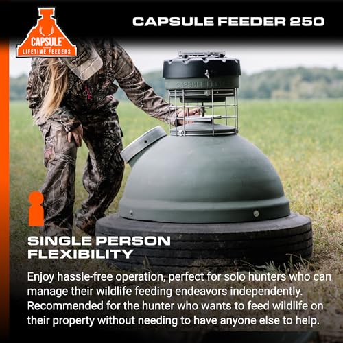 Capsule Game Feeders 250LB Capacity 360-Degree Broadcast Game Feeder Green