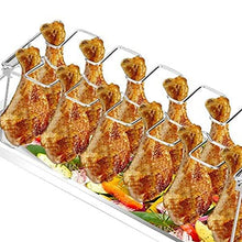 HIONJIN Stainless Steel Chicken Wing Leg Grill with Drip Tray, Used for Grilling Multi-Purpose Chicken Leg Grilling Utensils