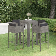 WEHUOSIF 5 Piece Patio Bar Set with Cushions,Outdoor Dining Chairs,Bistro Set,Patio Furniture Set,High Foot Bar,Porch Furniture,Outdoor Seating,for Bistro,Bar,Garden,Backyard, Poly Rattan Gray