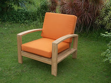6 Pc A-Grade Outdoor Patio Teak Sofa Set - 3 Seater Sofa, 2 Deep Seating Club Chairs, 1 Side Table, 1 Rectangle Coffee Table and 1 Ottoman-Furniture Only - Madras Collection