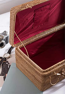 Handmade Rattan Portable Storage Box Storage Basket (Color : B) (C)
