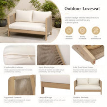 Christopher Knight Home Dalba Acacia Wood Outdoor Loveseat Sofa, Solid Wood Patio 2 Seater Sofa with Removable Cushion, Comfy Lounge Sofa Outdoor, Hand-Woven Rope Accent, Light Teak+Beige