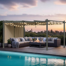 Masyardi 12 x 14 Ft Outdoor Aluminum Pergola, Retractable Canopy & 1 Side Shade for Patio Backyard Garden Deck