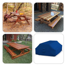 Covers & all Picnic Table Cover, 18 Oz Heavy Duty Waterproof UV & Weather Resistant Protector Outdoor Patio Bench Outside Furniture Cover with Air Vents & Drawstrings (98”L x 63”W x 37” H, Blue)
