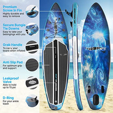 SereneLife Inflatable Stand Up Paddle Board 6 Inches Thick Ocean Blue