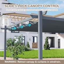 Aoodor 10 x 10 ft Outdoor Pergola with Retractable Shade Canopy, Grey