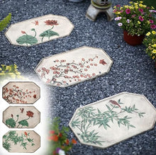 SGeneE Plum Blossom Bamboo Lotus Stepping Stone Outdoor, Vibrant Decorative Stepping Garden Stones, 1"" Thick Personalized Walking Stone, Green Red Element, 3 Pack