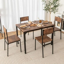 FURUIM2024M Dining Table 5-Piece Dining Table Set Industrial Kitchen Table Chairs for 4 Backrest Metal Frame Apartment Table and Chairs Dining