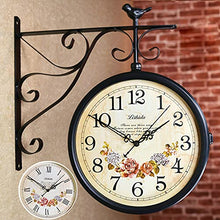 Garden Wall Clock Classic Station Wall Clock Retro Double Sided Wall Clock Outdoor Clock with Bracket Vintage Wall Clock - Vintage Clock