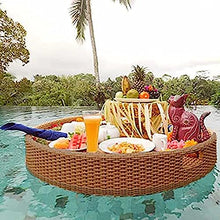 Floating Tray Luxury Floating Tray Table Bar - Floating Game or Card Table Tray for Pool - Rattan Wicker Serving Tray for Swimming Pool Dark Brown