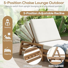 Merax Patio Chaise Lounge Chair Set of 4, Adjustable Lounge Chair Outdoor with 5 Positions, Acacia Wood Patio Lounge Chair with Thick Cushions for Pool Deck Balcony Garden, All-Weather, Light Teak