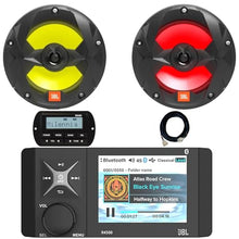 Enrock Marine 4" Color LCD Display Bluetooth AM/FM Stereo Receiver with Wired Remote & 2x 6.5" Speakers Black LED