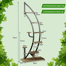 OJKJGYTF Plant Stand 6 Tier Flower Stand, Half Moon Metal Plant Stand with Shelves & Hooks, Plant Shelf, Flower Shelf, Flower Stairs, Plant Stairs for Living Room, Bedroom, Balcon