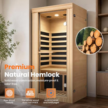 27.5" 1020W Canadian Hemlock Single Person Far Infrared Sauna Room, Mini Indoor Sauna Cabin with Epoxy Board Heating, White Tube Light, Oxygen Bar, 100kg Seat Capacity, Compact Home Wellness Space
