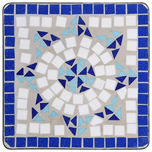 KNORRS Mosaic Side Table Ceramic - Handcrafted Decorative Accent for Indoor and Outdoor Spaces - Sturdy Iron Frame with Colorful Tile Design (Color : Blue, Size : 13.8" x 13.8" x 22" (W x D x H))