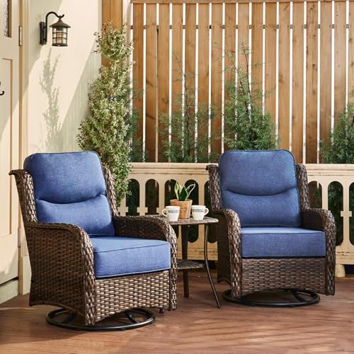 HILLGA Luxury Outdoor Swivel Rocker Patio Chairs of 2 with Side Table