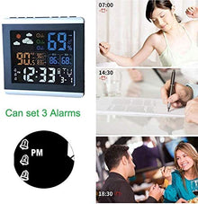 SHANBOYU Weather Station Wireless Indoor,Weather Forecast Station Thermometer Hygrometer,Color Display Digital Weather Stations has Humidity Gauge,Alarm Clocks,Adjustable Backlight
