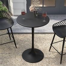 Afuera Living 3-Piece Counter Height Bistro Set, Black, Indoor/Outdoor Use, Midcentury Minimalist Style, 24" x 36" Table with Ergonomic Molded Polypropylene Stools, Weatherproof Compact Dining Set