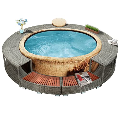Spa-ombouwen - vidaXL Spa Surround Gray Poly Rattan - N/A - Grijs