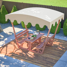KEIKI Outdoor Waterproof Solid Wood Picnic Table and Bench Set with Removable Canopy, Outdoor Picnic Table Set for Patios, Gardens, Decks, Parks, Beaches