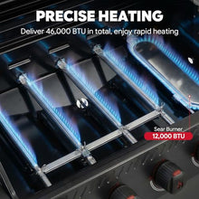 Feasto 5 Burner Propane Gas Grill with Side Burner and Sear Burner, Black
