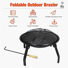 KOMFGT Wood Burning Steel Grill Fire Pit Bowl with Mesh Fire Pit Outdoor Fireplace