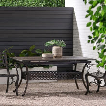 Homyee Expandable Dining Table with Aluminium Frame and 4 Legs for Backyard, Lawn, Porch, Outdoor Patio Kitchen Table with Umbrella Hole and Hollow Design for Poolside, Dining Room
