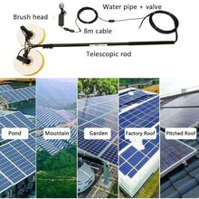 Ostreemaner Solar Photovoltaic Panel Cleaning Brush, Handheld Solar Cleaning Telescopic Rod-Adjustable Length, Double Brush Head (Spin), 40mm Telescopic Rod Diameter,Mains Power,5.5M