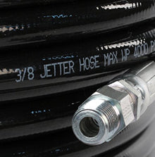 Schieffer 3/8in. x 300ft. 4000 PSI Thermoplastic Sewer Jetter Hose & 8.0 Orifice Button Nose and Rotating Nozzles