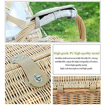 YRHH Foldable Shopping Basket for 2/4 People with Lid, Wicker Picnic Basket with Cutlery, Plates, Glasses, Dinnerware and Picnic Blanket for Picnic, Camping-4people