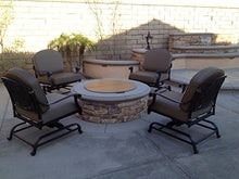Patio Land Elizabeth Outdoor Patio 4 Club Rocker Chairs Spring Base Cast Aluminum Dark Bronze Walnut
