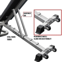 Valor Fitness Adjustable Bench with Leg Support - 7 Position Back Pad, 4 Position Seat Pad - DD-25 Adjustable Bench with Wheels