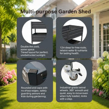 Hassyee 2-Tier Elevated Metal Garden Bed with Lockable Wheels & Storage Shelf for Backyard, Lawn, Outdoor Raised Bed with Galvanized Metal Frame for Growing Flowers, Vegetables (Black)