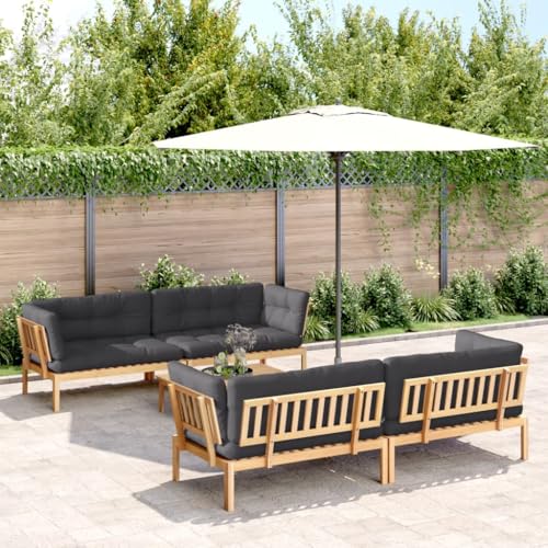 IBUQDDV 5 Piece Patio Pallet Sofa Set with Cushions Solid Wood Acacia Includes 1 Table and 4 Sofas for Outdoor Relaxing Durable Modular Furniture