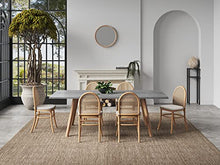 Manhattan Comfort Paragon Modern Cane Accent Dining Chairs, Natural Rattan Back & Seat, American Ash Wood Frame, Fully Assembled Kitchen Furniture, Set of 4, Cream Cushions