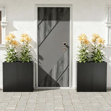 Trygoal Metal Tall Planters Box Set of 4-24 Modern Tall Square Planter for Outdoor Plants with Removable Insert Shelf, Heavy Duty Outdoor Planter Box for Porch/Door Decor Indoor Patio Office, Black