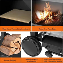 Wood Fired Pizza Oven for Outside, Freestanding Steel Oven with 2 Wheels - Ideal for Barbecue Camping Backyard Party - Fired Outdoor Pizza Oven