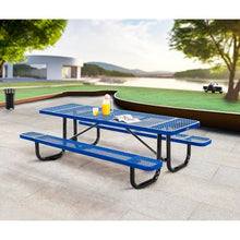 Global Industrial 8’L Rectangular Picnic Table, Expanded Metal, Blue