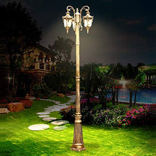 European Vintage Outdoor Ip54 Waterproof Street High Pole Pillar Light E27 3-Lights Glass Die-Cast Alandscape Path Way Decorative Post Light Garden Villa Lawn Illumin(Height 3.2m)